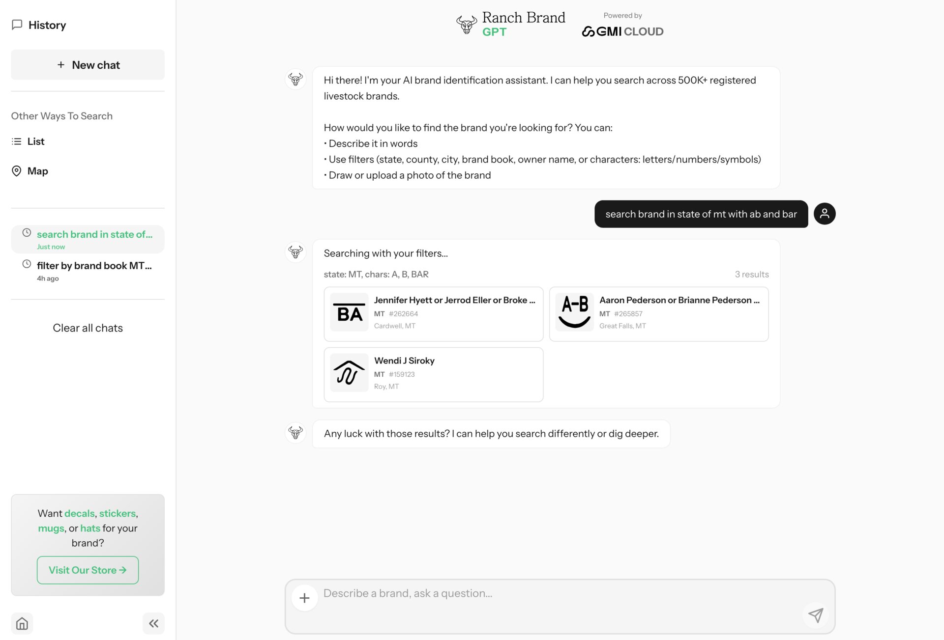 Brand Agent GPT desktop interface