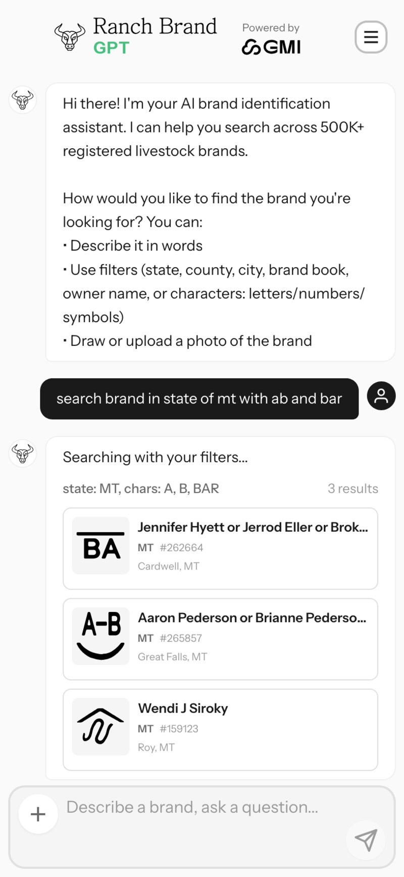 Brand Agent GPT mobile interface
